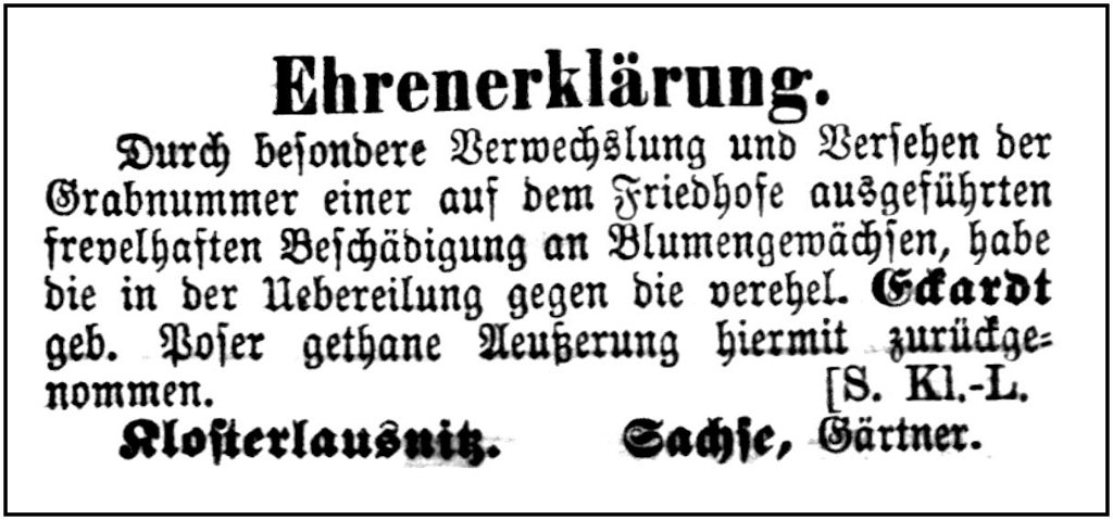 1885-07-10 Kl Ehrenerklaerung Sachse